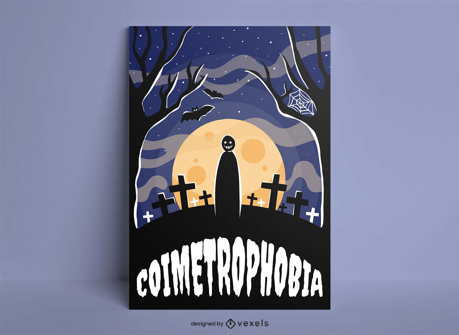 Plantilla de cartel de halloween de miedo al cementerio