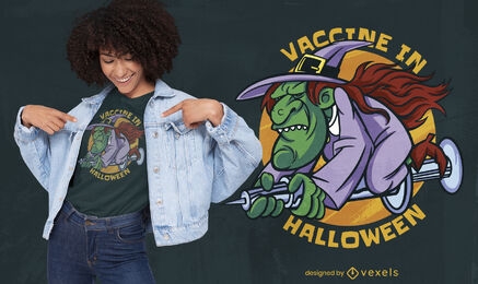 Vacuna genial en diseño de camiseta de halloween