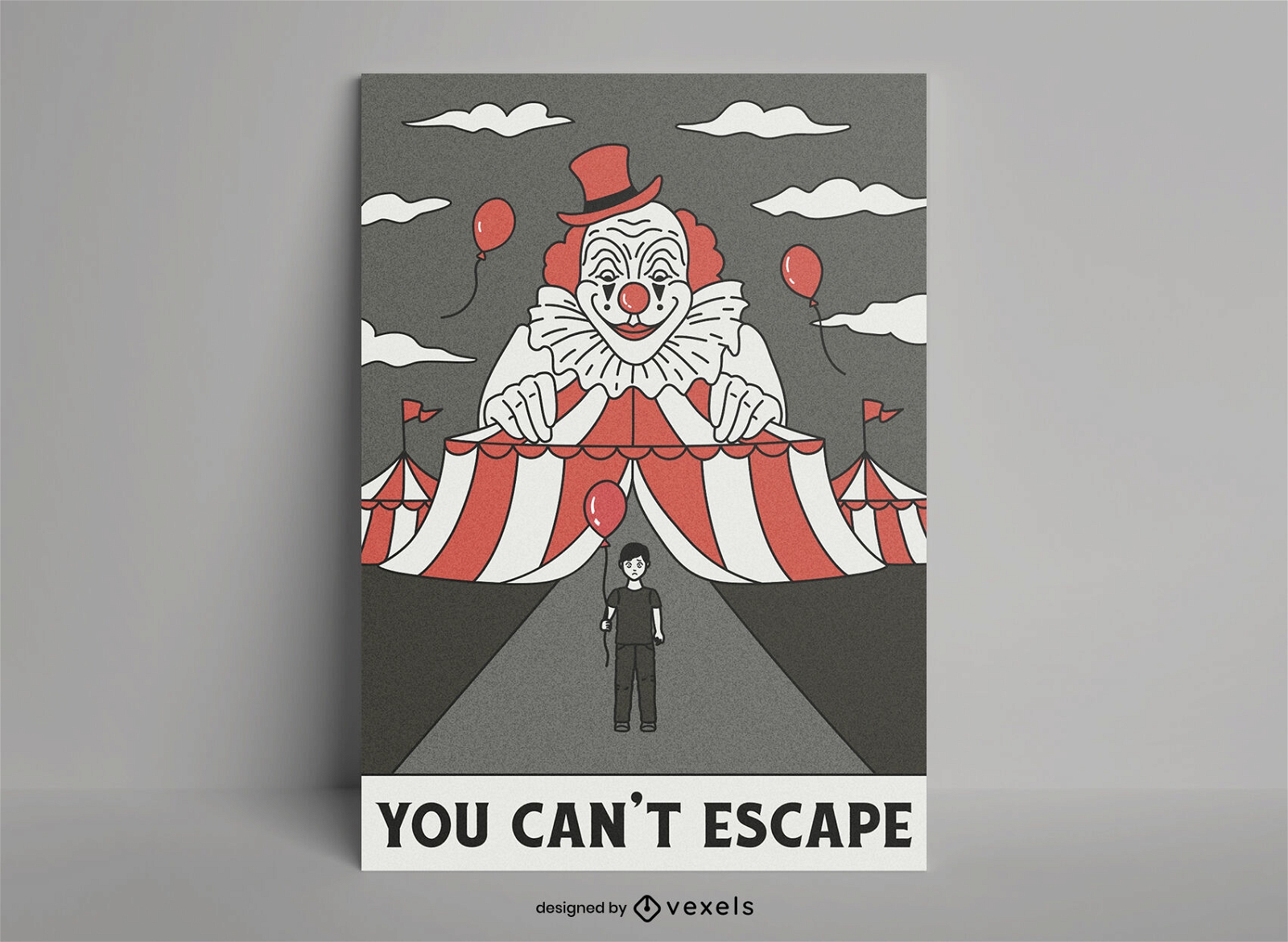 Killer clown circus scary poster template
