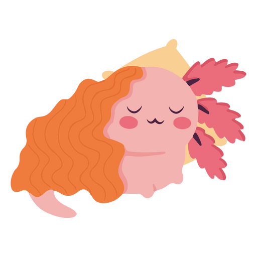Cute baby axolotl sleep character PNG Design
