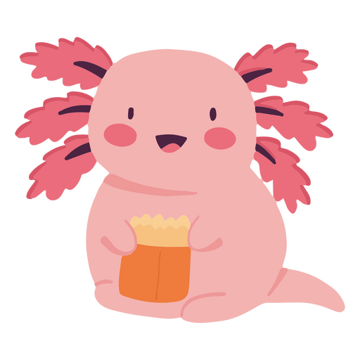 Cute baby axolotl amphibian character PNG Design