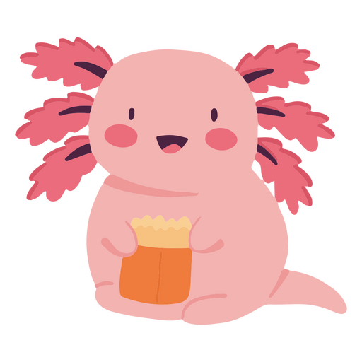 Lindo bebé axolotl anfibio personaje Diseño PNG