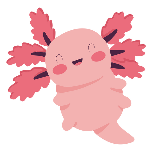Cute baby axolotl happy character PNG Design