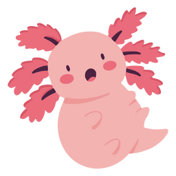 Cute baby axolotl surprised character PNG Design