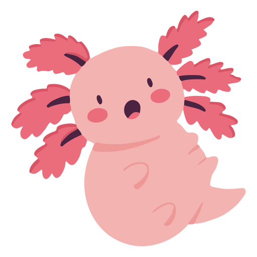 Cute baby axolotl surprised character PNG Design