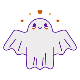 Fantasma fofo com corações Desenho PNG