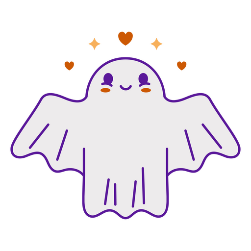 Fantasma fofo com corações Desenho PNG