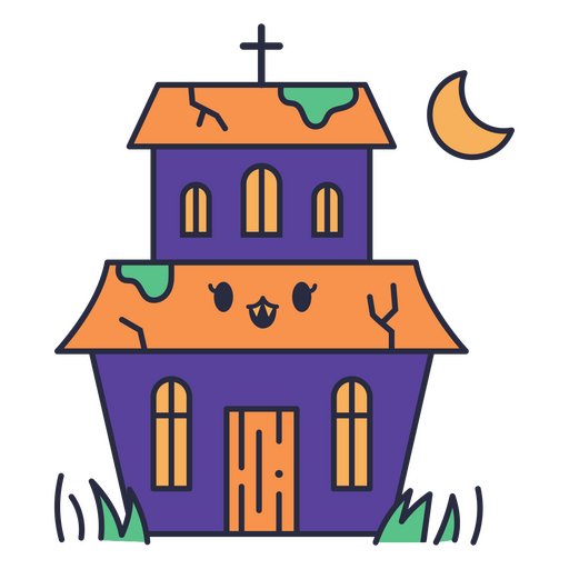 Colorful cute haunted mansion PNG Design