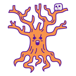 Árbol de halloween enojado colorido Diseño PNG