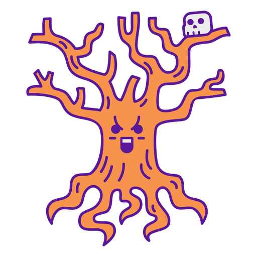 Colorful angry halloween tree PNG Design