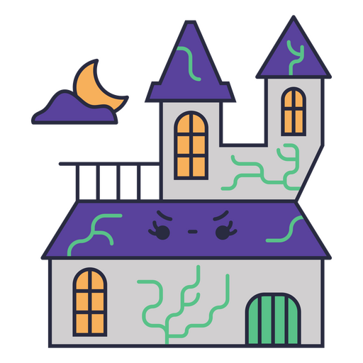 Cute colorful haunted mansion PNG Design