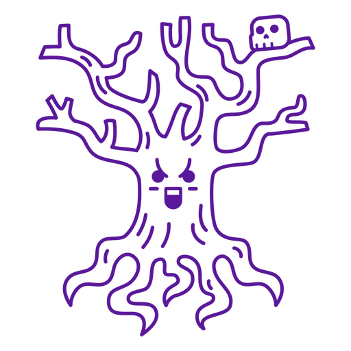 Lindo árbol enojado de halloween Diseño PNG