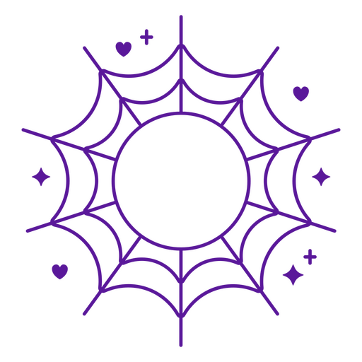 Teia de aranha fofa com corações Desenho PNG