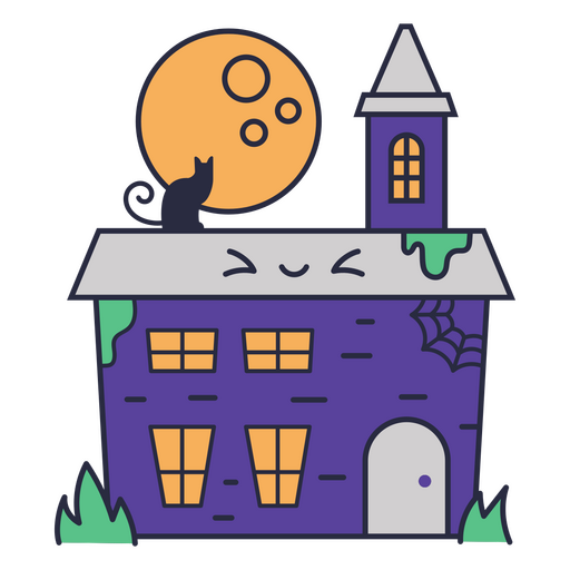 Bonito ícone de halloween de mansão assombrada Desenho PNG