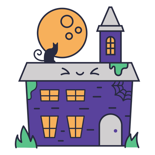Niedliche Geistervilla Halloween-Ikone PNG-Design