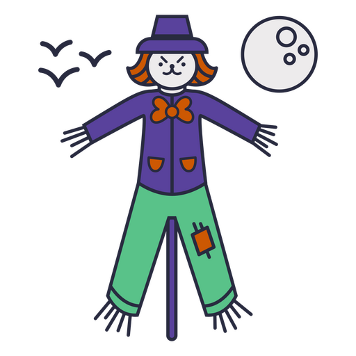 Halloween scarecrow cartoon character PNG Design