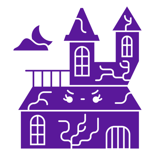 Big haunted mansion cute character PNG Design