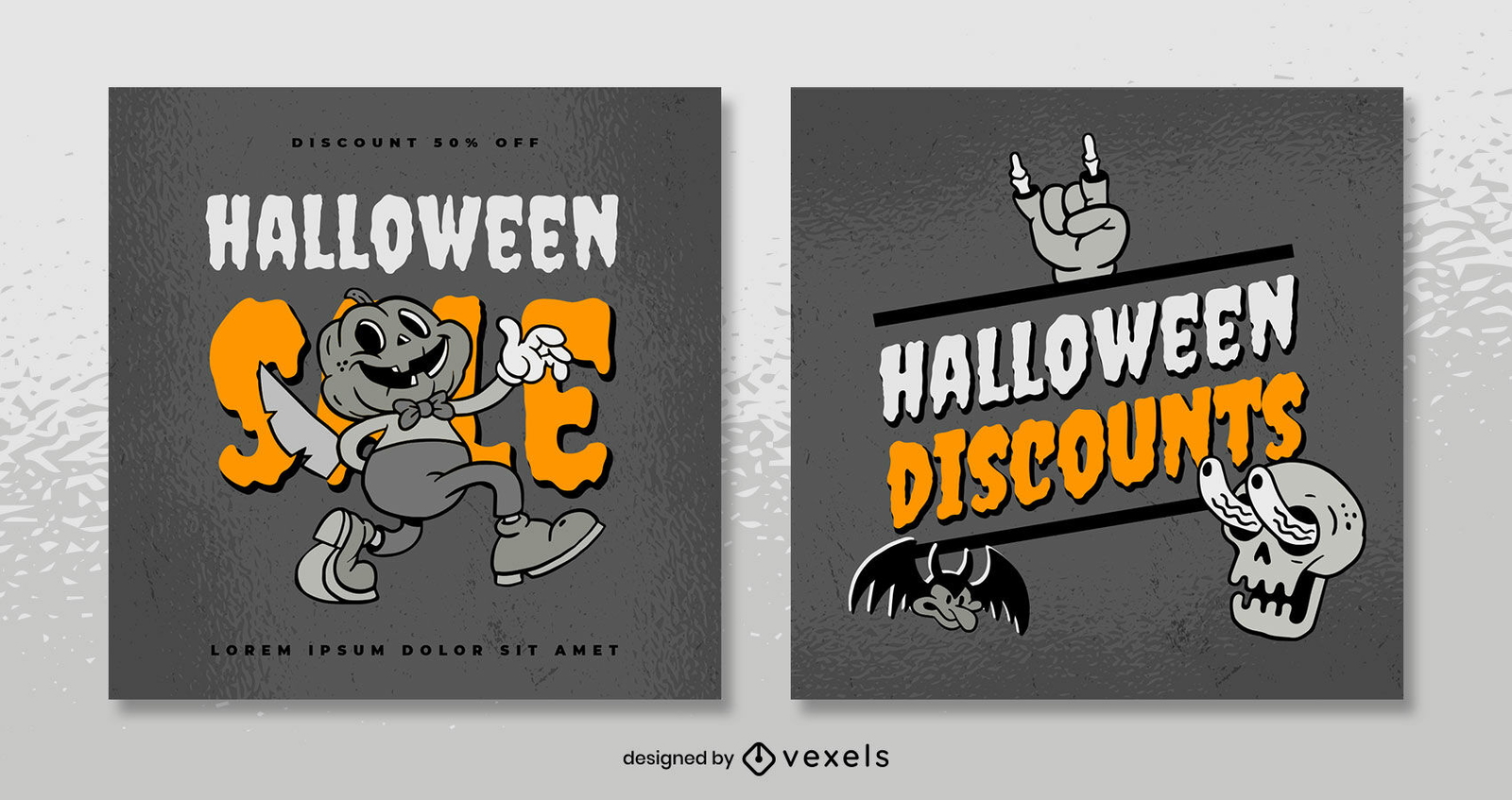 Halloween retro cartoon instagram post template