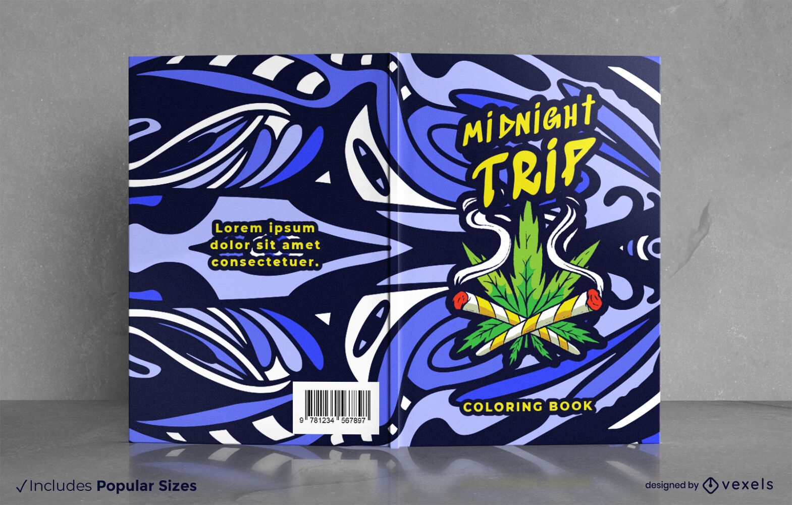 Marihuana-Blatt trippy Buchcover-Design