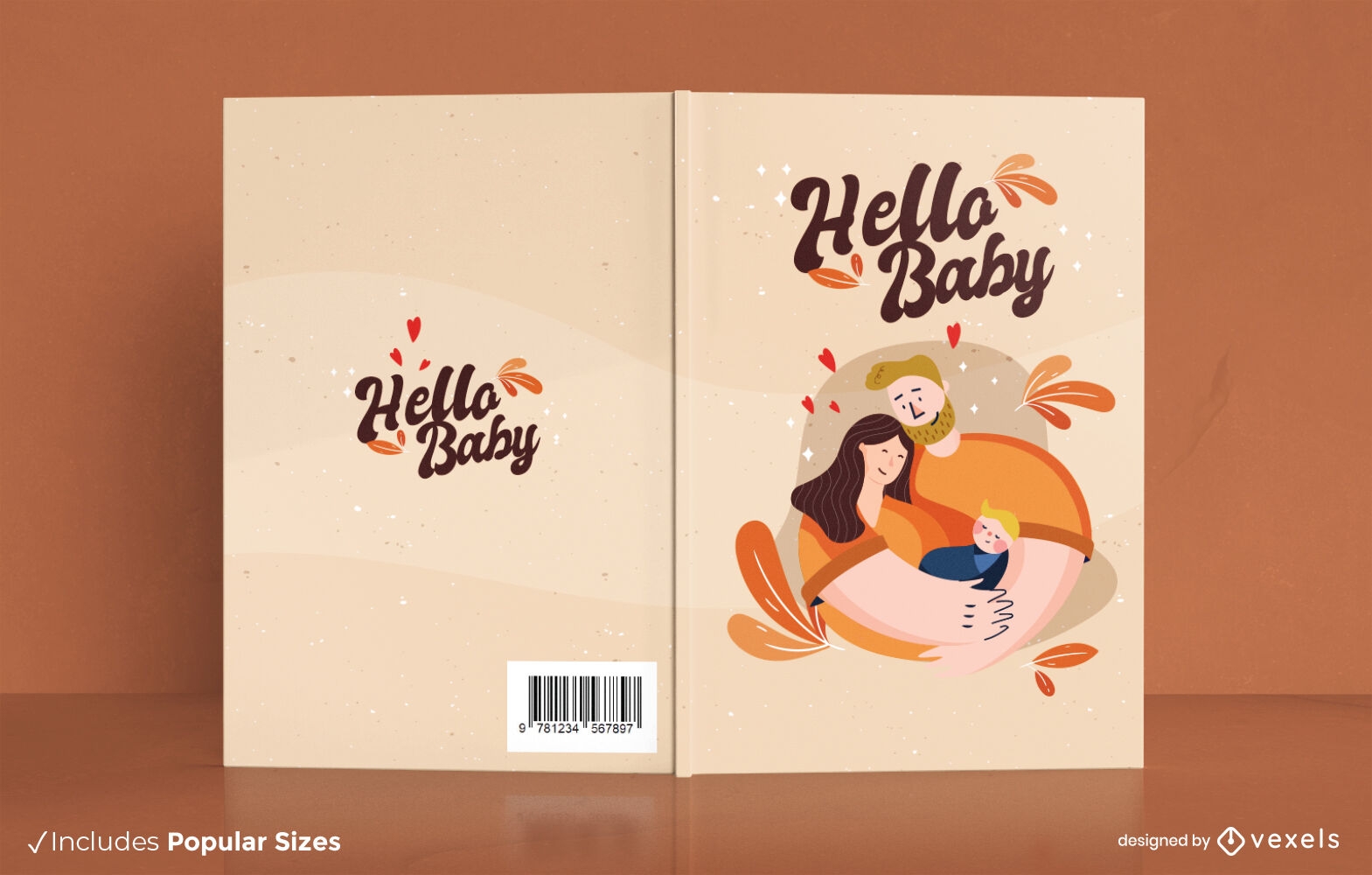 Happy family with baby book cover design