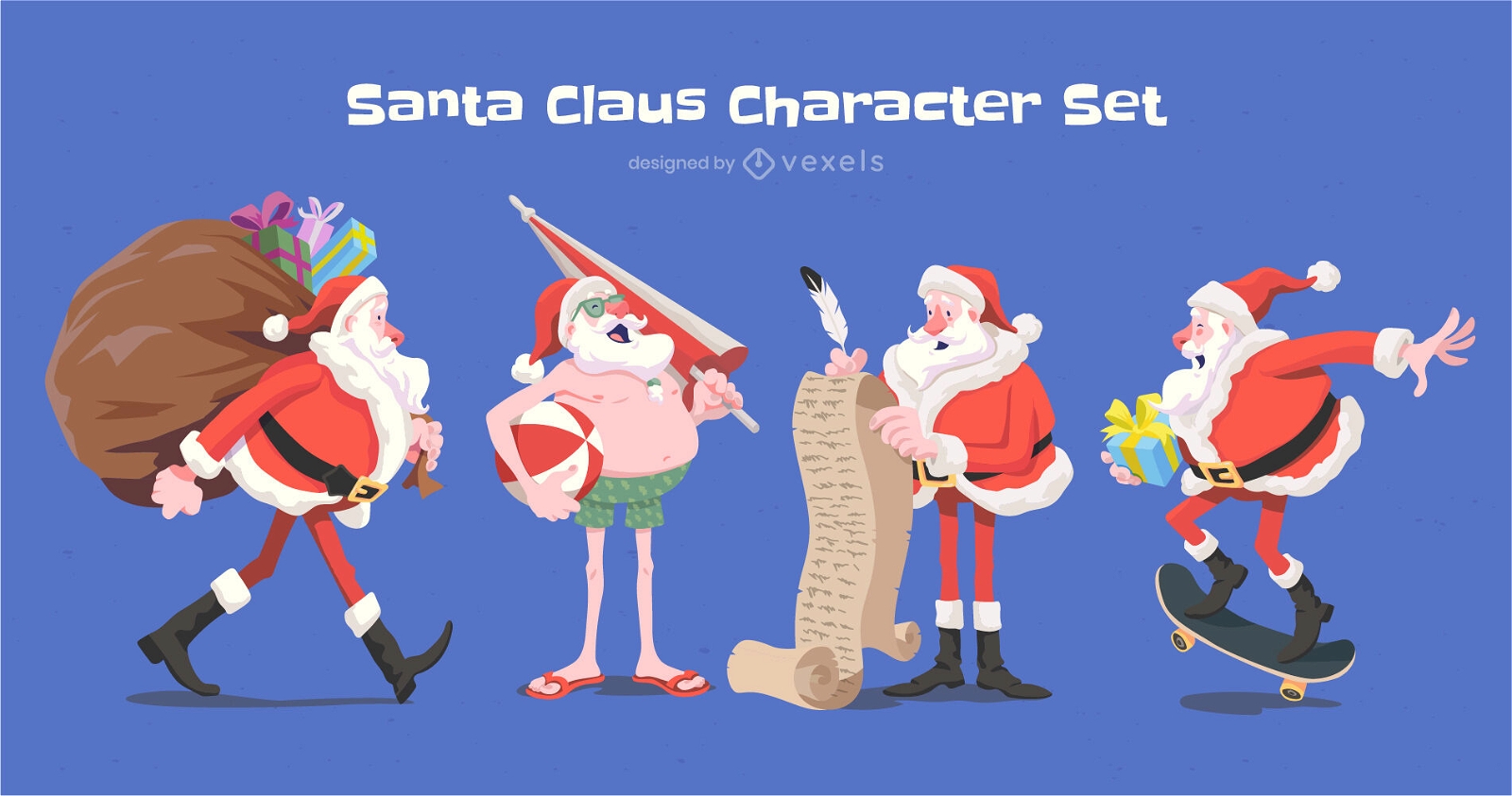 Conjunto de caracteres de atividades do Papai Noel