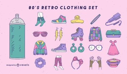 Set of retro vintage 80s or 90s fashion style Vector Image