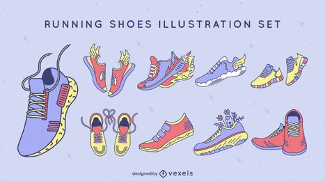 Running shoes set color stroke
