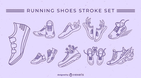 Running shoes set stroke 