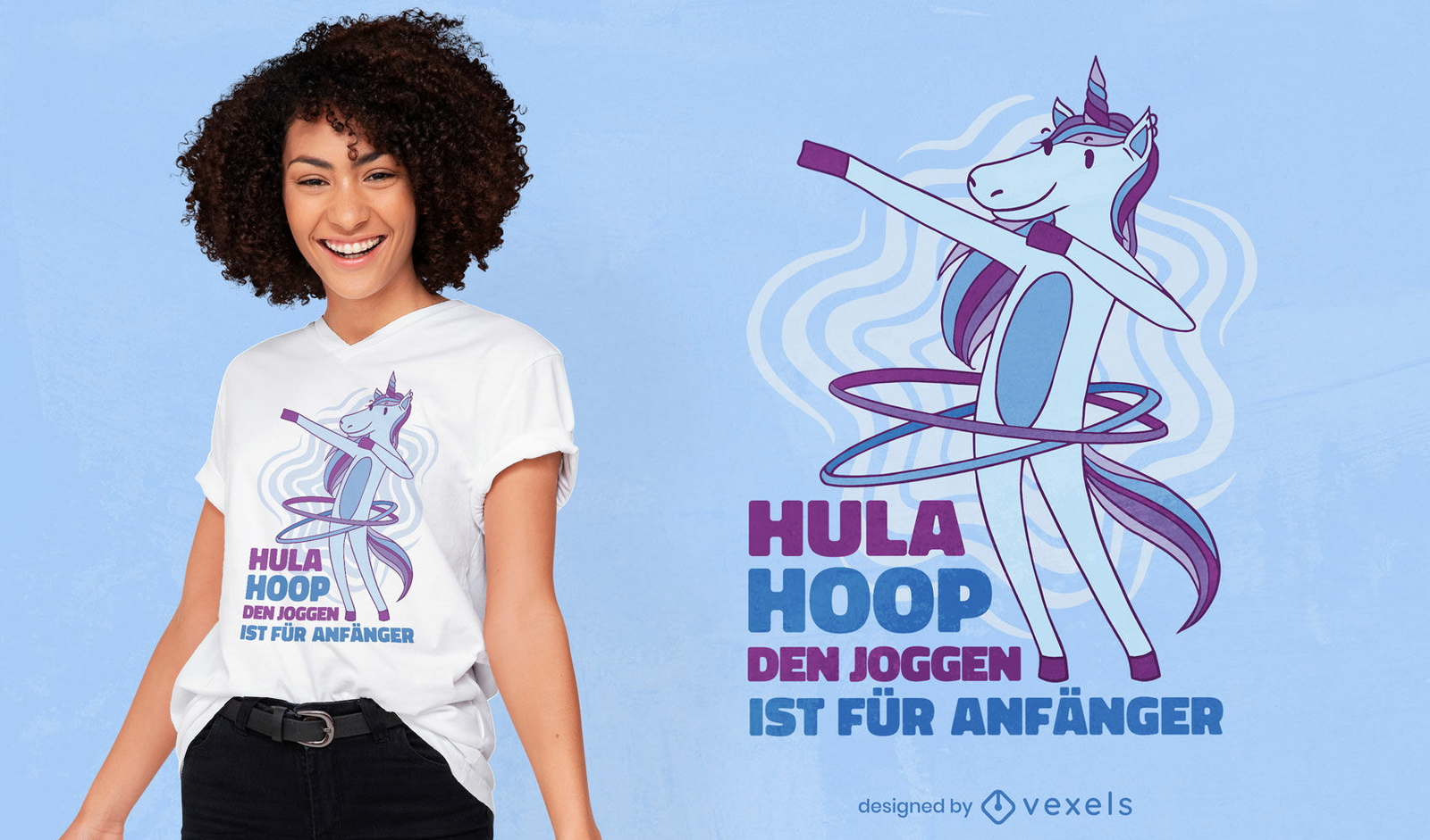 Design de t-shirt unicórnio hula hoop dabbing