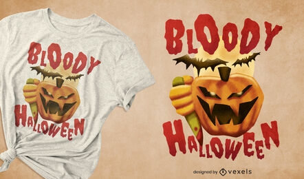 Diseño de camiseta de calabaza de asesinato de Halloween.