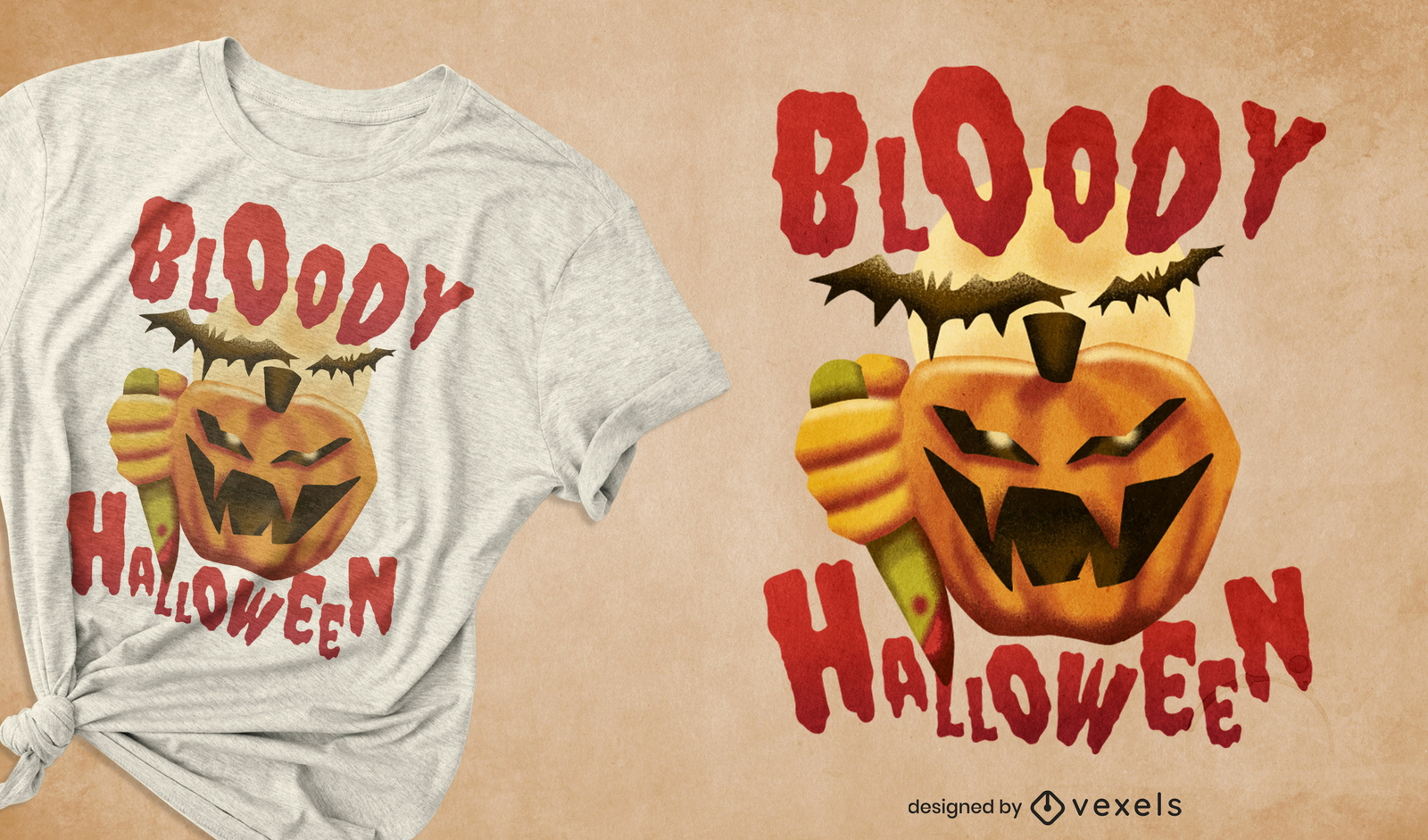 Halloween Mord Kürbis T-Shirt Design