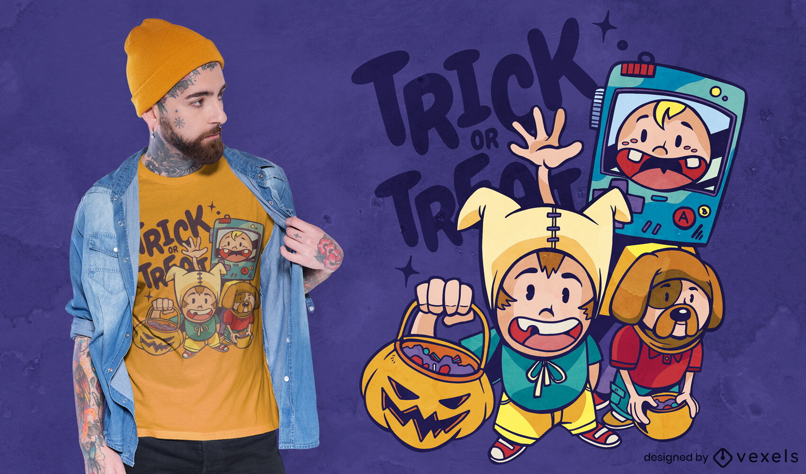 Diseño de camiseta de disfraces de halloween para niños.