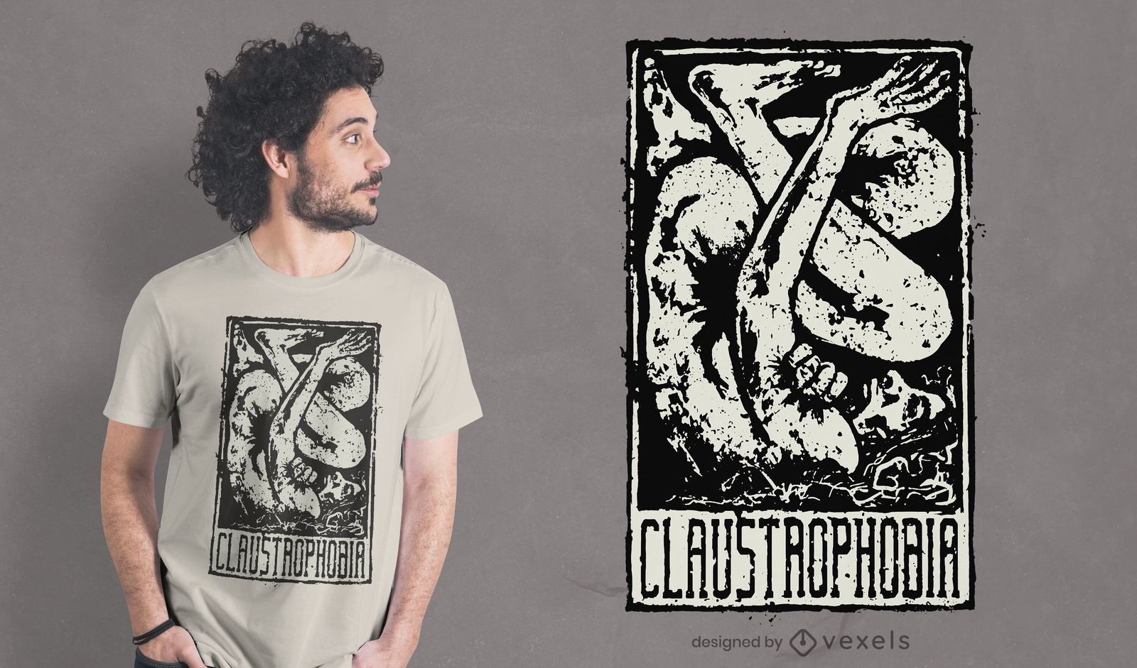 Diseño de camiseta de claustrofobia aterradora.