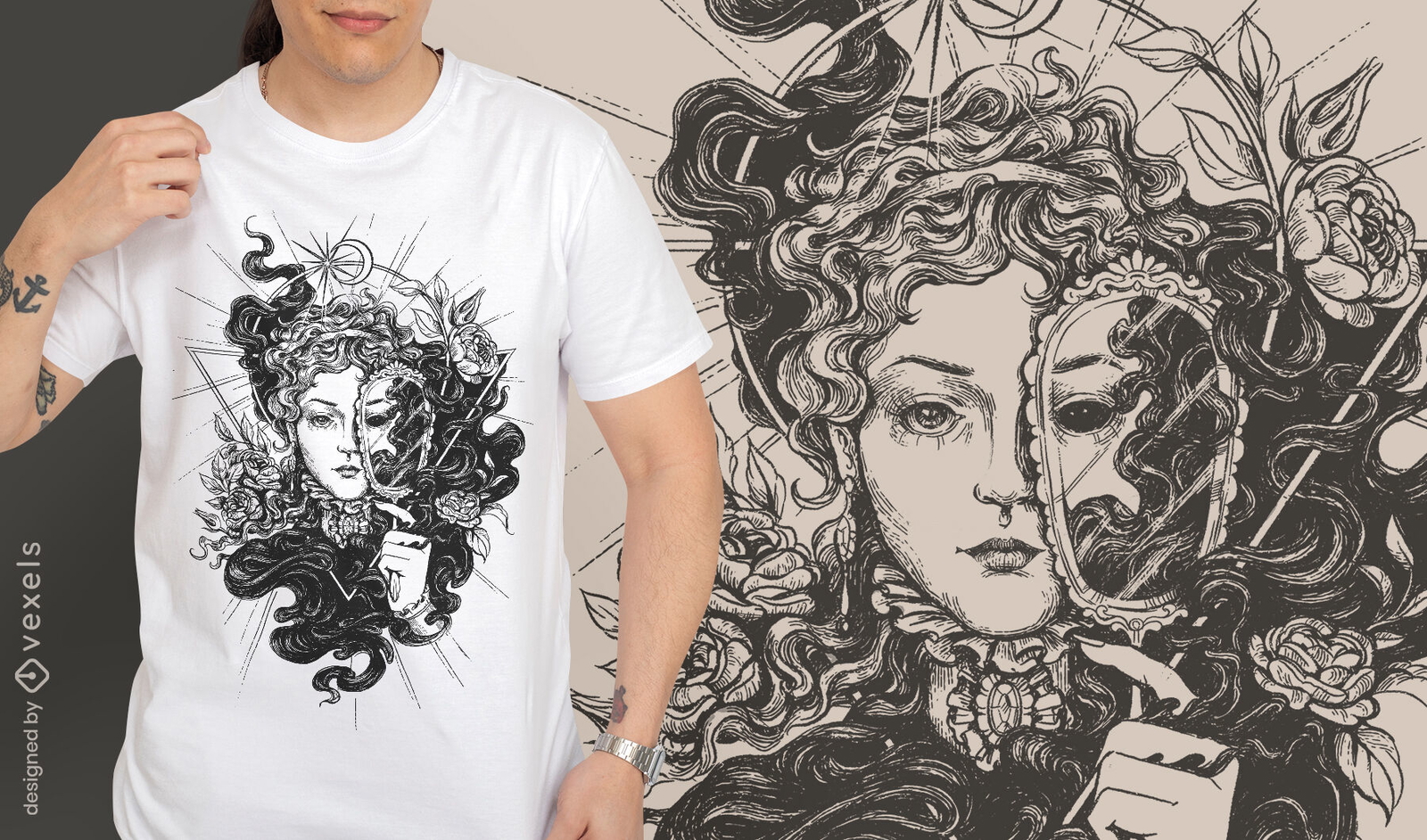 Design de t-shirt da senhora escuridão