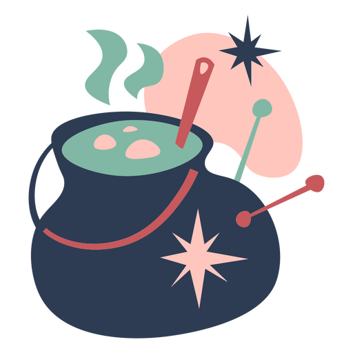 Magic cooking pot mid century style PNG Design