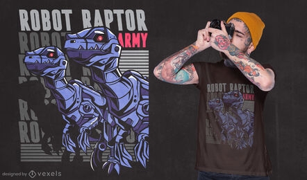 Cool robot raptor t-shirt design