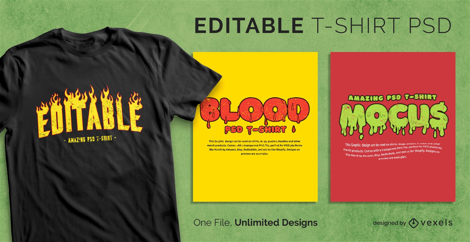 Fire and drops scalable t-shirt template