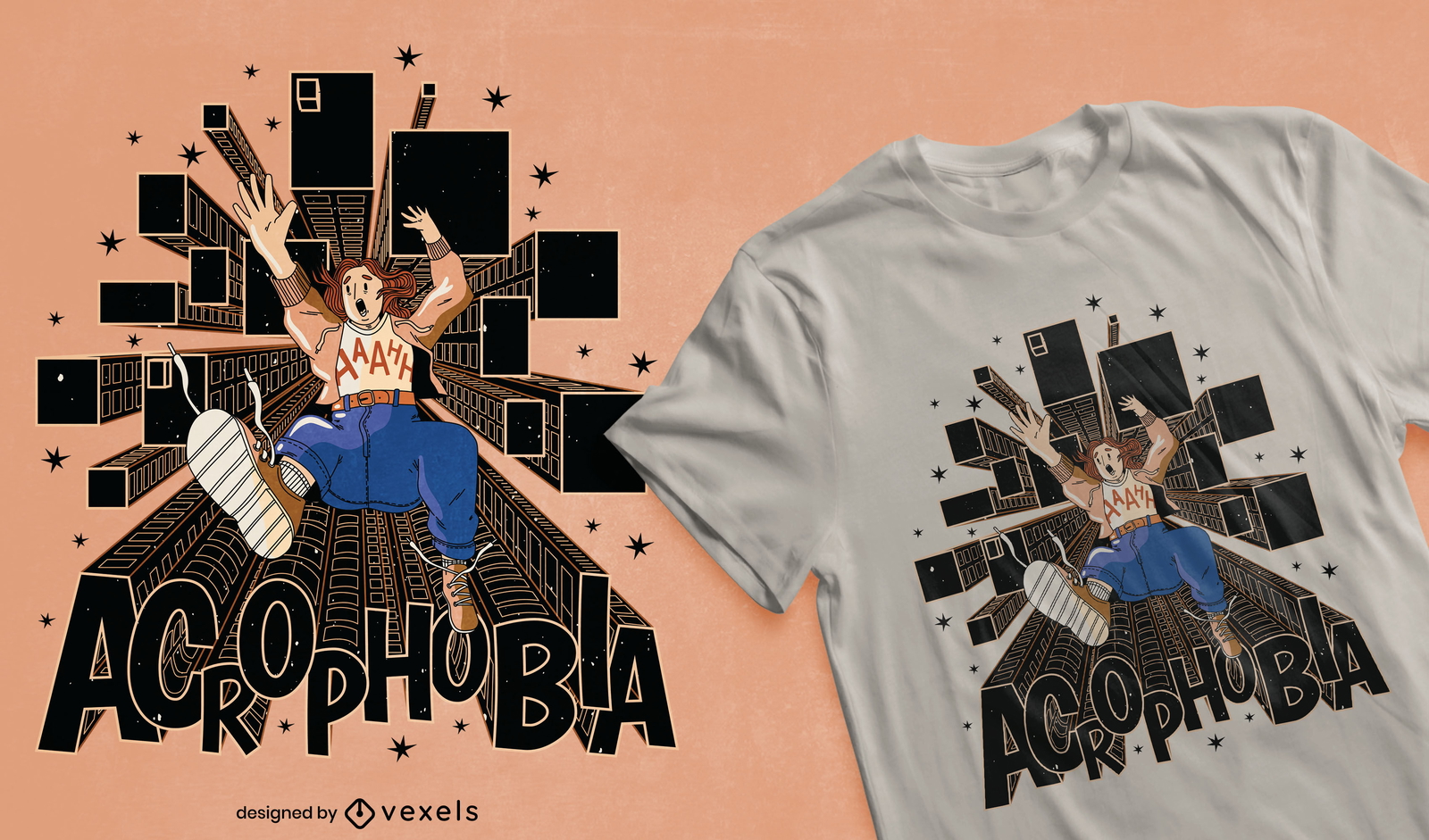 Diseño de camiseta de acrofobia genial