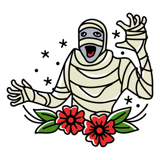 Floral mummy traditional tattoo PNG Design