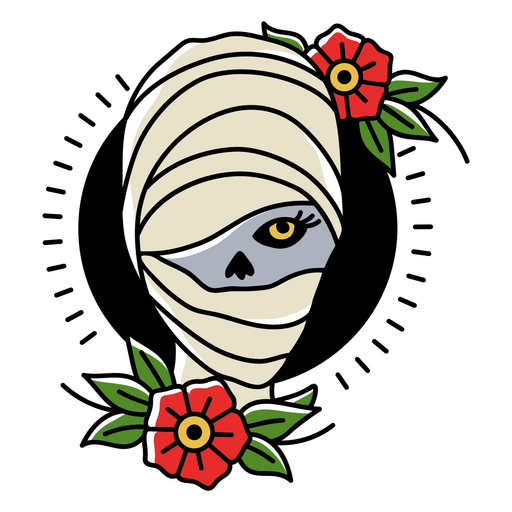 Tatuaje floral de momia Diseño PNG