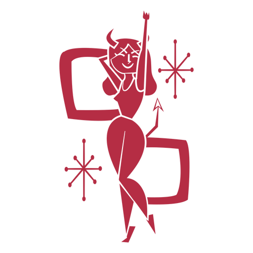 Cartoon des Teufelsmädchens Mitte des Jahrhunderts PNG-Design