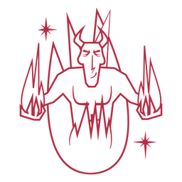 Desenhos animados do diabo em chamas de meados do século Desenho PNG