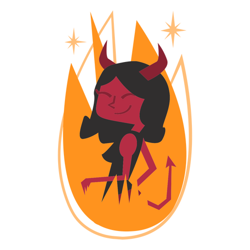 Garota do diabo plana meados do século halloween Desenho PNG