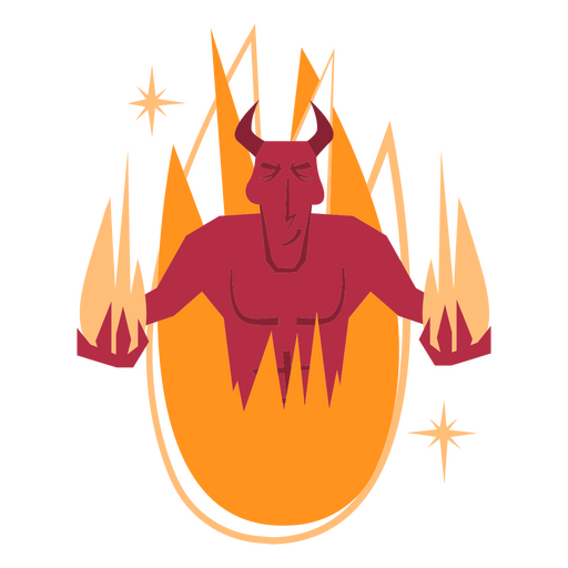 Devil on fire cartoon PNG Design