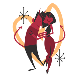 Devil couple cartoon  PNG Design