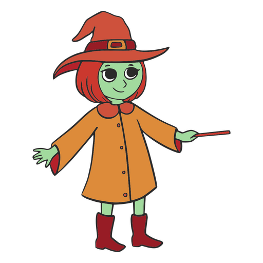 Witch green cartoon character PNG Design
