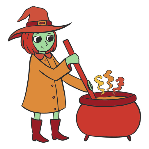 Witch cooking cartoon PNG Design