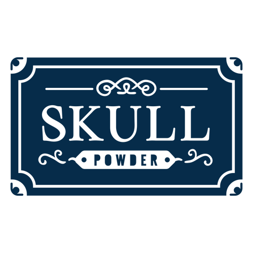 Witchcraft spell ingredient label skull powder PNG Design
