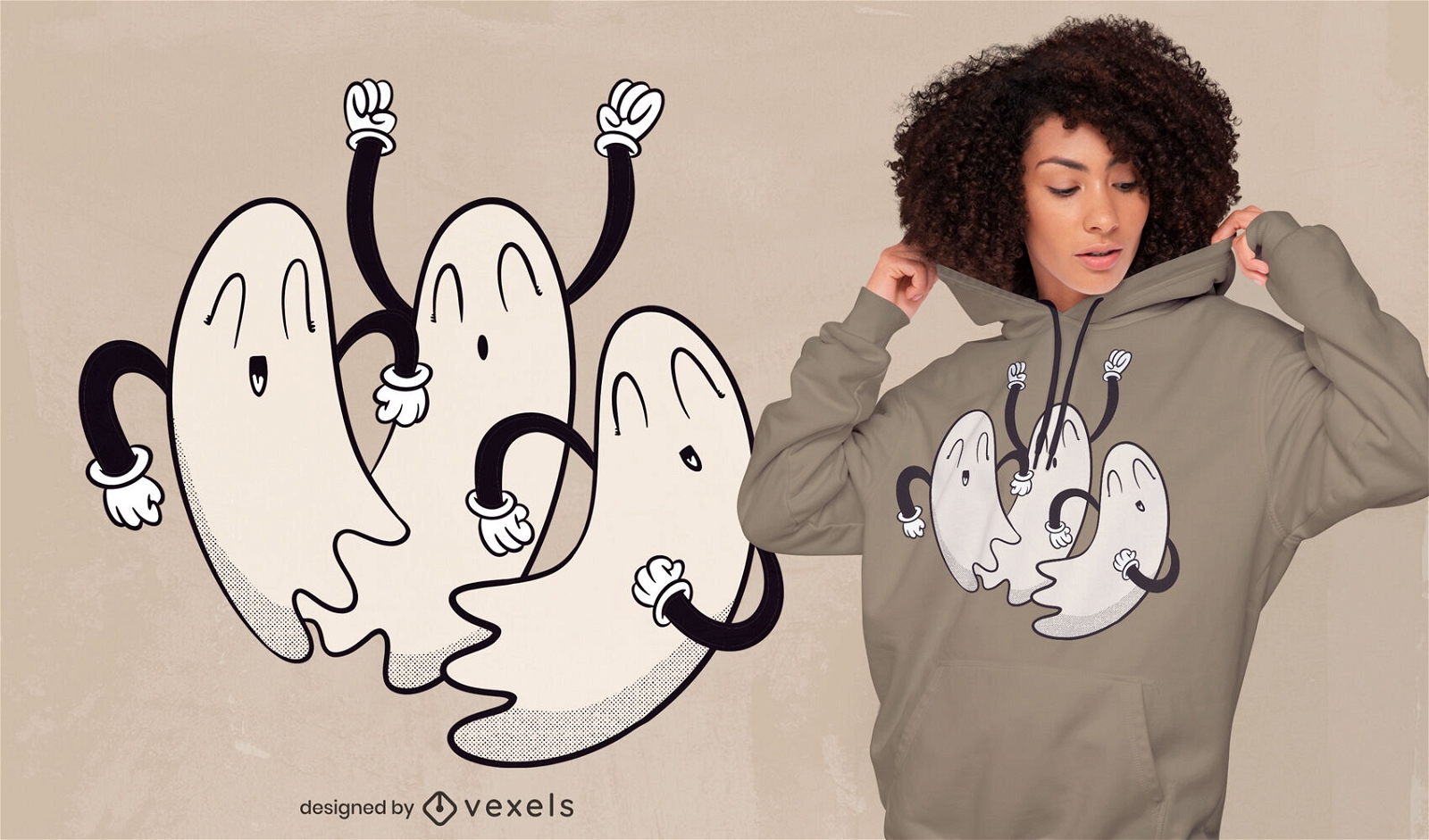 SOLICITAR Diseño de camiseta de fantasmas geniales dibujos animados retro