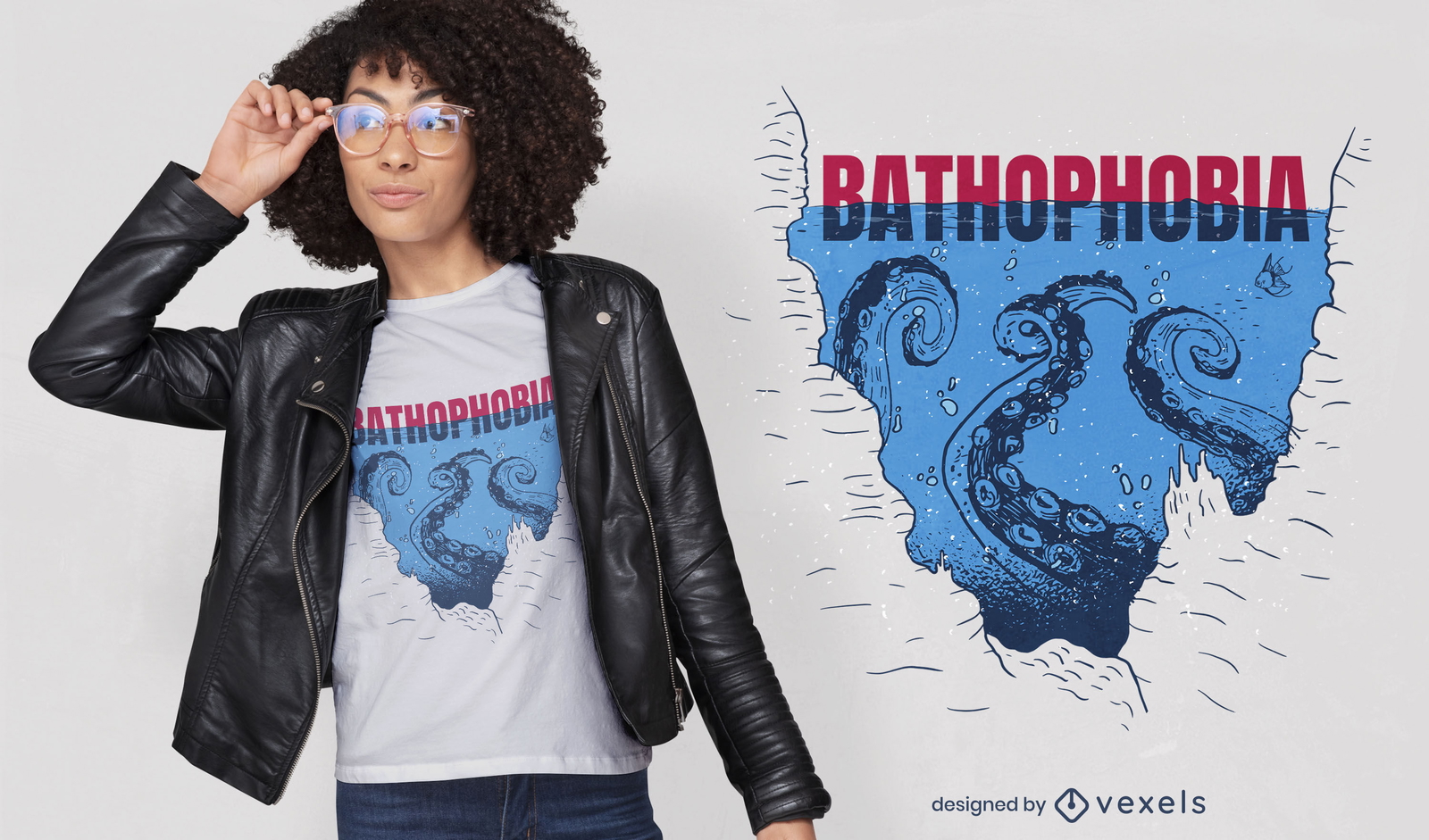 Diseño de camiseta Bathophobia fear of sea